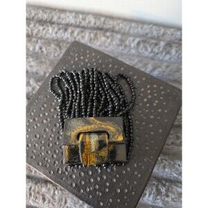 Vtg Art to wear Marbled Seed Bead Multi-Strand Bangle Bracelet Cuff w/ Clasp